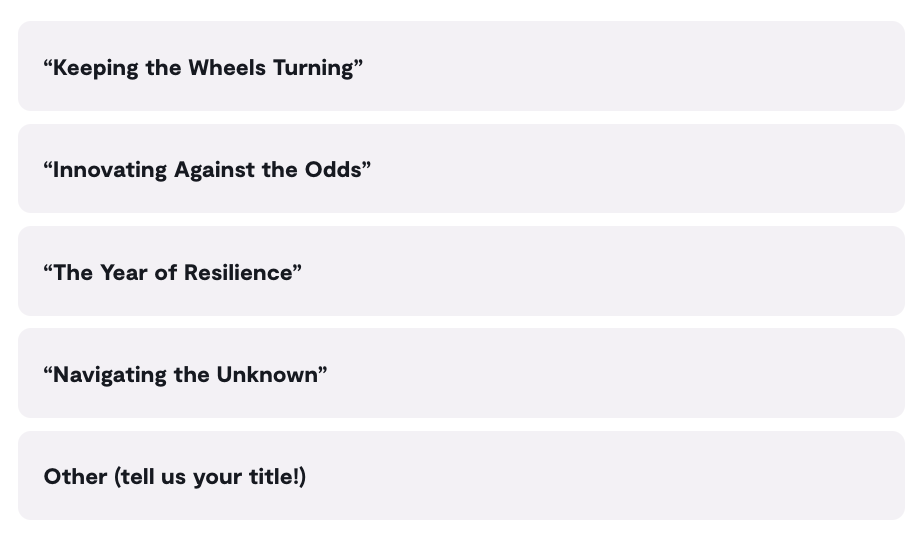 Poll:&nbsp;If you were to predict the title of the rest of your year, what would it be?