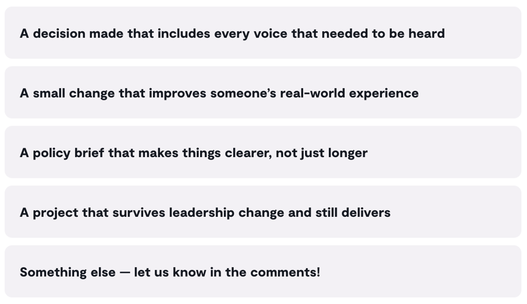 Poll: What does success actually look like in public service?