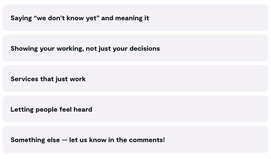  Poll: What do you think really builds public trust?