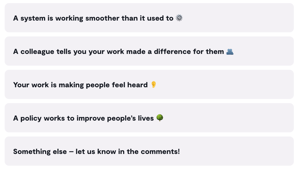 In public service, what kind of impact matters most to you?