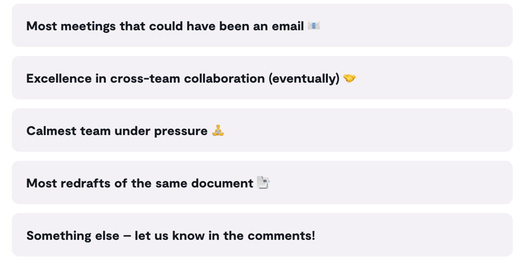 What award would your team win?