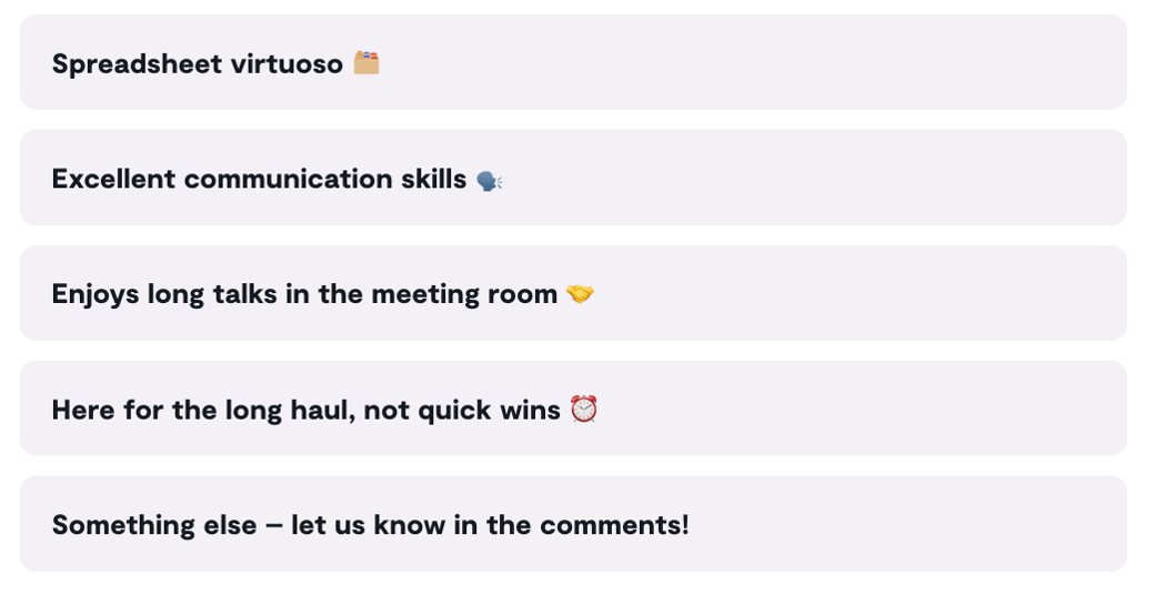 In honour of Valentine's Day, what would be on your public service dating profile?
