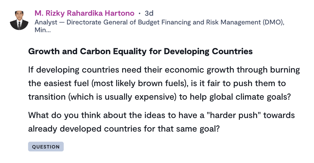 Growth and Carbon Equality for Developing Countries